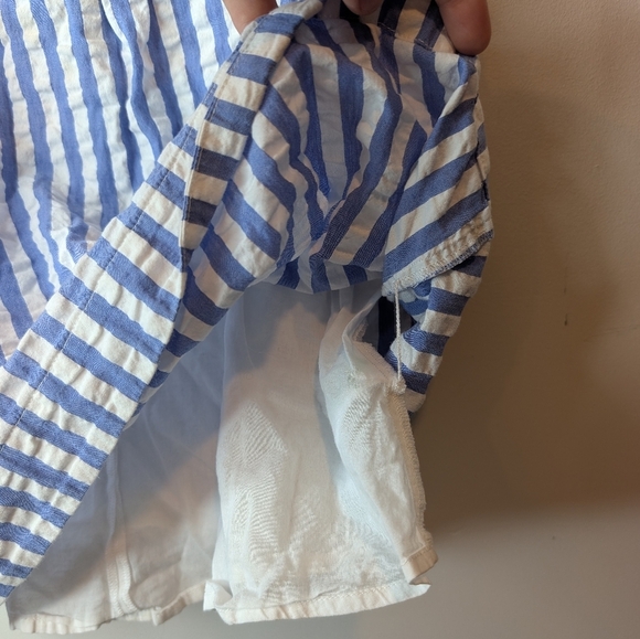 J Crew Crewcuts Girl 6 100% Cotton Blue White Striped Shift Dress Summer - Picture 5 of 7